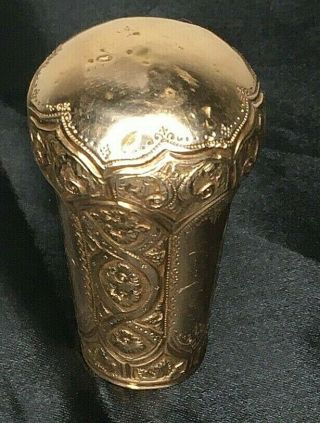 Vintage Circa 1816 - 1875 Gold Filled Presentation Cane Top