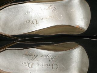vtg 1950s 60s CHRISTIAN DIOR & ROGER VIVIER Black Sude Patent Couture Heels sz 6 4