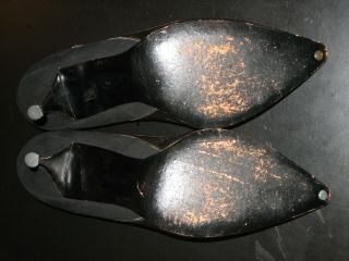 vtg 1950s 60s CHRISTIAN DIOR & ROGER VIVIER Black Sude Patent Couture Heels sz 6 6