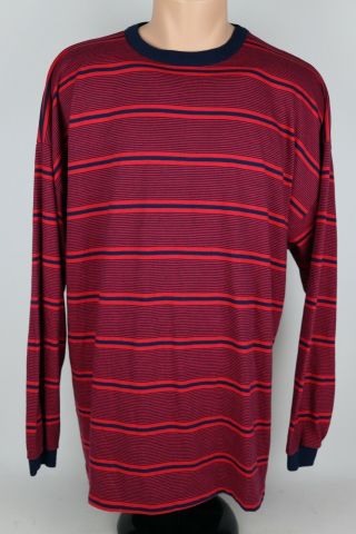 Vintage Aac Adult/mens Xxl Red/navy Striped Long Sleeve Ringer T Shirt Usa Made