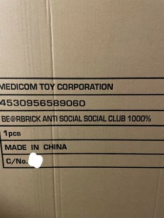 Anti Social Social Club 1000 Bearbrick Medicom In - Hand Ready To Ship