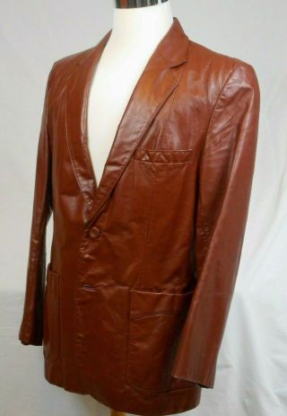 BERMAN ' S Vintage 70 ' s,  Brown Soft Leather Blazer Jacket Men Size 42,  sport coat 3