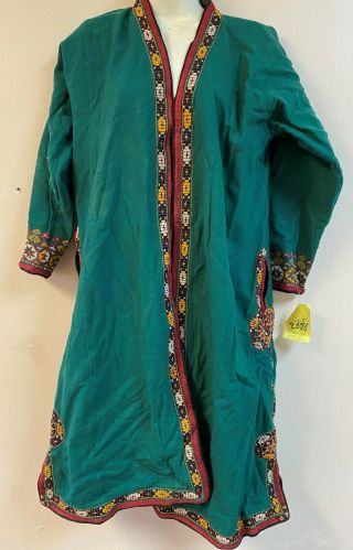 Embroidered Needle Work Vintage Afghan Tribal Chugha Women Coat Dress