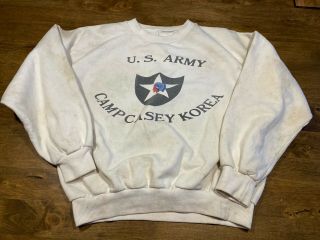 Vintage 50s 60s Us Army Camp Casey Korea Sweatshirt Champion Pullover Rare