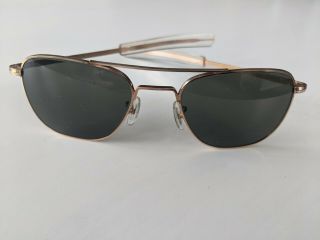 Vintage Military American Optical Ao 5 1/2 Aviator Sunglasses 1 - 10 12kgold Fill