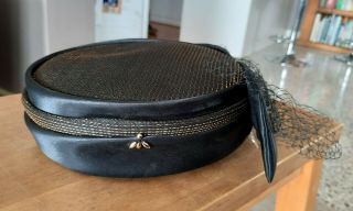 Josephines Vintage Pill Box Hat Black Gold