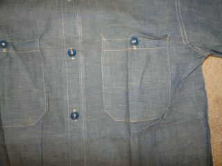 Vintage WW2 chambray US Navy work shirt denim US Militaria Sz.  15 5
