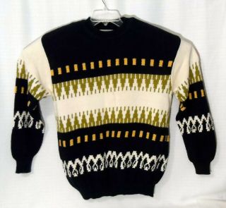 Vintage United Colors Of Benetton Italy Cotton Sweater Navy Geometric Unisex