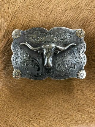 Fritch Bros Steer Head sterling silver and gold Trophy Buckle 3