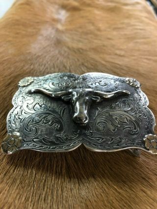 Fritch Bros Steer Head sterling silver and gold Trophy Buckle 6