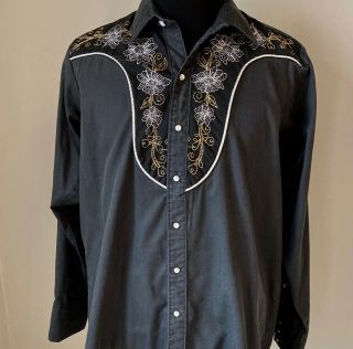 Rockmount Ranchwear Vintage Western Shirt Pearl Snaps Rockabilly Vlv 16 1/3 35
