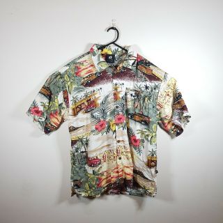 Mens Vintage Hang Ten Hawaiian Shirt Size L Large