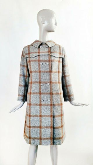 Vtg F/w 1975 Givenchy Nouvelle Boutique Grey & Brown Melton Wool Coat 70s