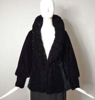 Chanel Adaptation - 1930s Black Velvet Evening Coat,  Size Small