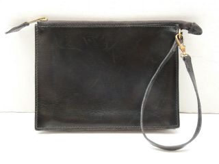 Hermes Pochette Bag Black Leather Wristlet Bonwit Teller Rare Vintage 50s 60s