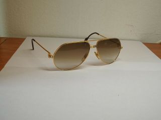 Vintage Cartier Paris Vendome Gold Plated Aviator Sunglasses Made France 59/14