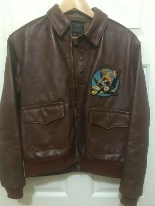 Vintage Us Army Air Forces Aero Leather Russet Horsehide A - 2 Jacket,  Size 42