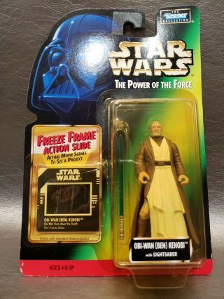 1997 Obi Wan Kenobi - Star Wars - Power Of The Force Freeze Frame - Moc Hasbro