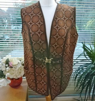 Vintage Welsh Pure Wool Tapestry Waistcoat Size M/l (chest 40 ") V.  G.  C.