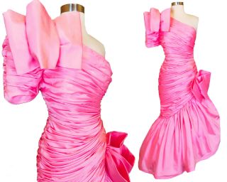Vintage 80s Pink Prom Gown Party Dress Xs S 1980s Avant Garde Candy Full Skirt