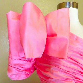 Vintage 80s Pink Prom Gown Party Dress XS S 1980s Avant Garde Candy Full Skirt 4