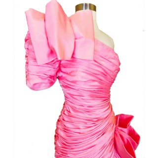 Vintage 80s Pink Prom Gown Party Dress XS S 1980s Avant Garde Candy Full Skirt 5