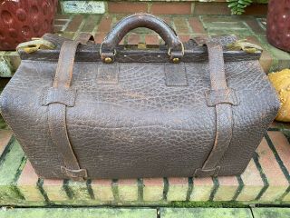 Vintage Large GLADSTONE Leather TRAVEL BAG Unique Luggage Suitcase 2