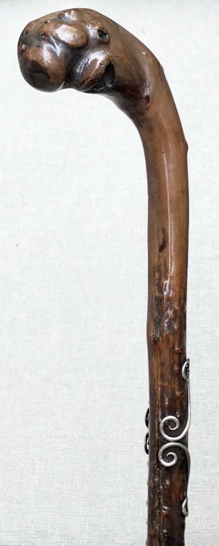 Vintage Antique Sterling Silver Irish Blackthorn Shillelagh Walking Stick Cane