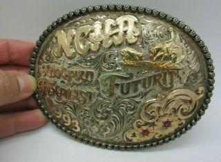 Gist 1993 10k Gold Sterling Overlay Western Trophy Belt Buckle Ncha Futurity