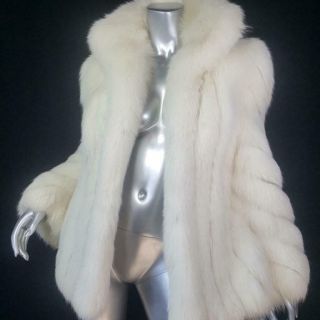 Saga Sz M Stunning Vintage Real Blonde Off White Fox Fur Coat Jacket