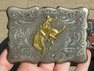 Vintage Frontier Sterling Silver Handcrafted Western Bucking Horse Belt Buckle