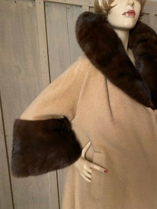 Vintage Lilli Ann Mink Fur Collar Cuffs Clutch Swing Coat.  Pristine Vintage 2