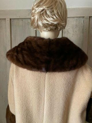 Vintage Lilli Ann Mink Fur Collar Cuffs Clutch Swing Coat.  Pristine Vintage 6