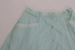Vintage 1950s green and white stripe set top,  blouse dress UK 12 3