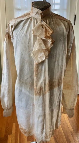 Antique Vintage Pre Civil War Dated 1834 Fine White Linen Shirt Worn By Named Ju