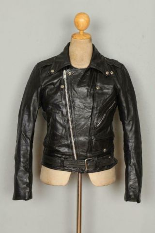 Vtg 70s Vanson Assoc Black Motorcycle Biker Leather Jacket Size 36