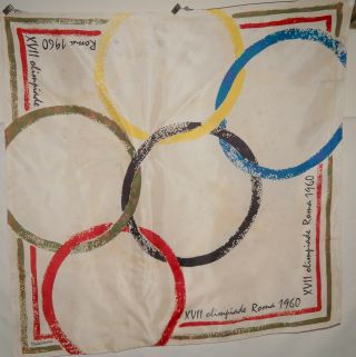 Foulard Soie " Olimpiade Roma Xvii 1960 " Authentic Vintage Silk Scarf