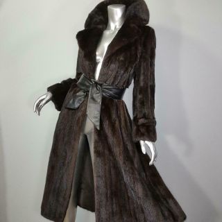 $4500 James Hirsch Xs/s Vintage Mink Fur Ranch Mahogany Full Length Coat