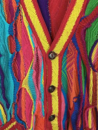 Vintage 90s Coogi Australian Multicolor Wave Mercerized Cotton Button Cardigan M 5
