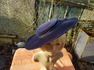 Vintage Large Cartwheel Hat In Velvet By Marida