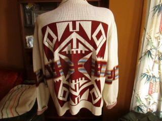 L/xl Large True Vtg 70s Southwestern Lebowski Dude Knit Cardigan Sweater