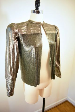 Iconic Disco Vtg 70s Ferrara Whiting & Davis Mesh / Leather Jacket S