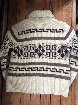 Vintage 70’s Pendleton The Big Lebowski Dude Knit Zip Up Tan Brown Black Sweater 3