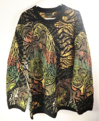 Rare Vintage Coogi Animal Lion Jungle Sweater 100 Wool Rare 2xl
