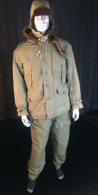VINTAGE WWII USAAF / US ARMY AIR FORCES B - 11 PARKA,  B - 10 FLYING TROUSERS,  CAP 2