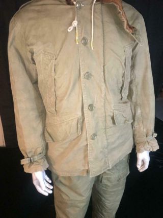 VINTAGE WWII USAAF / US ARMY AIR FORCES B - 11 PARKA,  B - 10 FLYING TROUSERS,  CAP 3