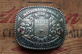 Gist Sterling Silver Overlay Nfr National Finals Rodeo 1989 Trophy Belt Buckle