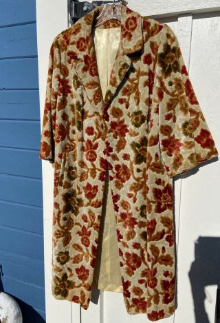 Vintage 60s tapestry Carpet coat jacket flowers floral with MATCHING BAG PURSE 2