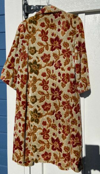 Vintage 60s tapestry Carpet coat jacket flowers floral with MATCHING BAG PURSE 4