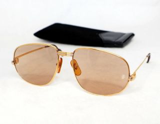 Cartier Romance Louis 56 16 Gold Brown Aviator Sunglasses Vintage Must De